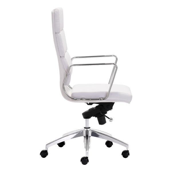 White Leatherette High Back Office Chair