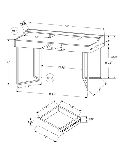 Dark Taupe Black Metal  Computer  Working Desk