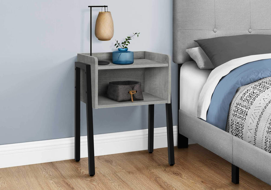 Rectangular Grey and Black Metal Accent Table For Home And Office