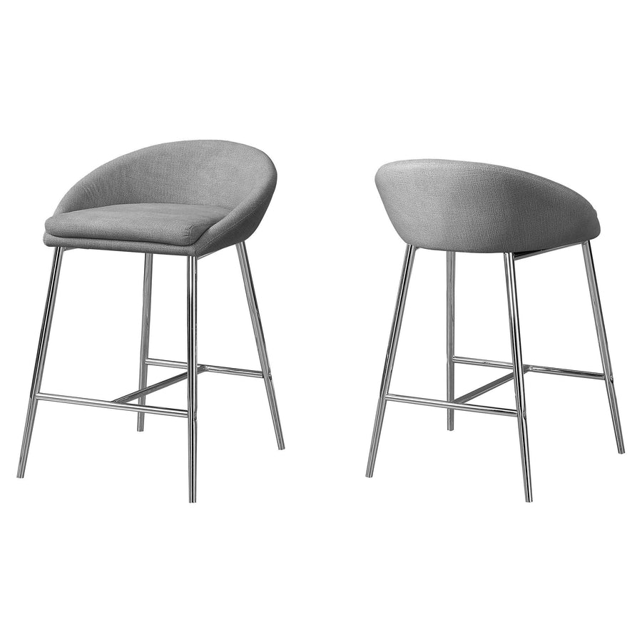 Grey Plush Metal Polyester  Barstool Set For Home And Office