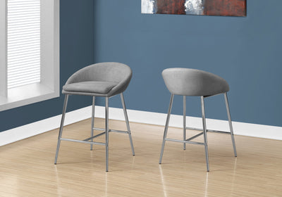 Grey Plush Metal Polyester  Barstool Set For Home And Office