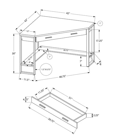 Brown Corner Computer Writing Desk Table For Home And Office