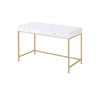 White And Gold Sleek Glossy Writing Desk Home Decoration