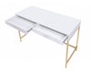 White And Gold Sleek Glossy Writing Desk Home Decoration