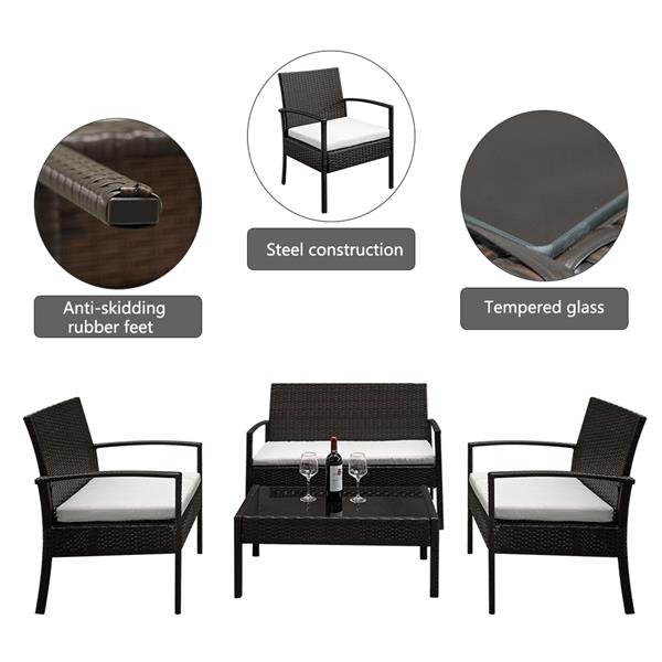 4 pcs Rattan Patio Furniture Set For Outdoor