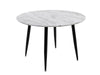 5 Piece Round Marble Style Dining Table and Blue Velvet Chair Set - Privè Home Goods