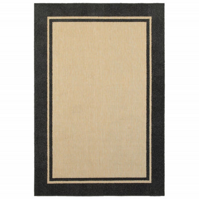 Sand and Black Border Polypropylene Area Rug For Indoor Outdoor