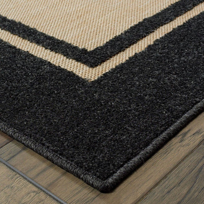 Sand and Black Border Polypropylene Area Rug For Indoor Outdoor