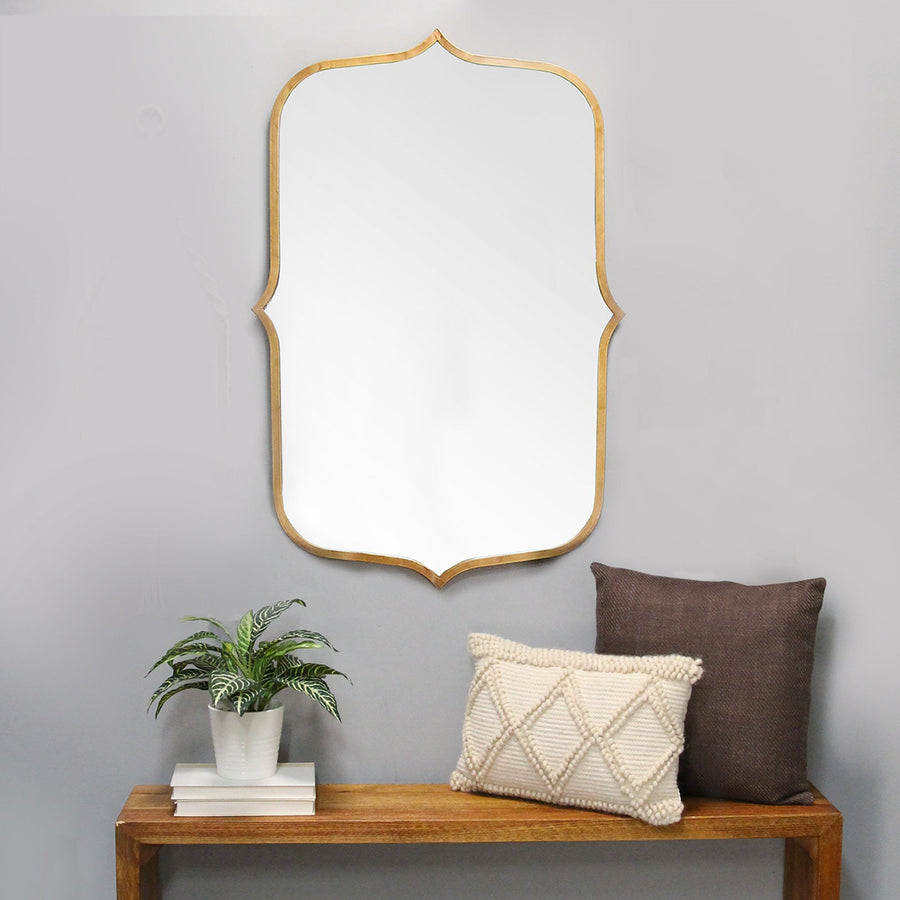 Antiqued Gold Scallop Framed Mirror Home Decoration