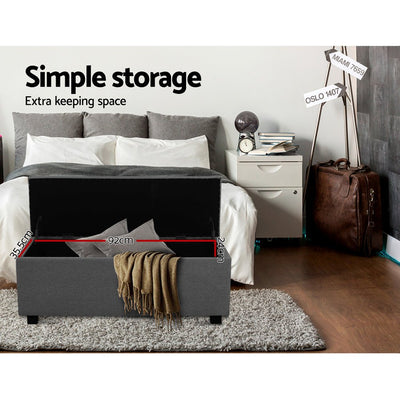 Artiss Large Fabric Storage Ottoman - Grey - Privè Home Goods