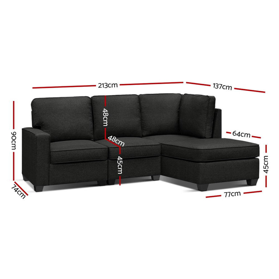 Dark Grey Sofa Lounge Seater Modular Chaise Chair Couch Set 