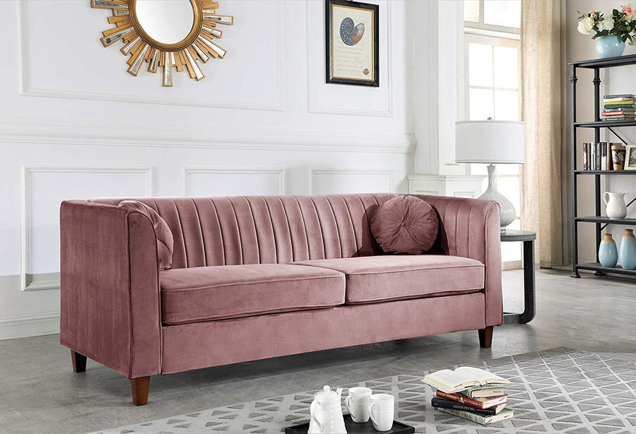 Arvilla Mid Century Velvet Upholstered Chesterfield Sofa For Living Room