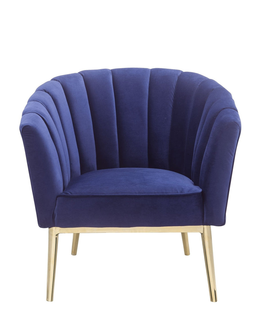 Modern Blue Accent Velvet Chair For Indoor Bedrooms