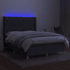 Box Spring Bed with Mattress & LED Dark Gray Full Fabric - Privè Home Goods