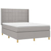 Box Spring Bed with Mattress & LED Light Gray Full Fabric'