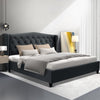 Charcoal King Bed Polyester Steel Frame For Home