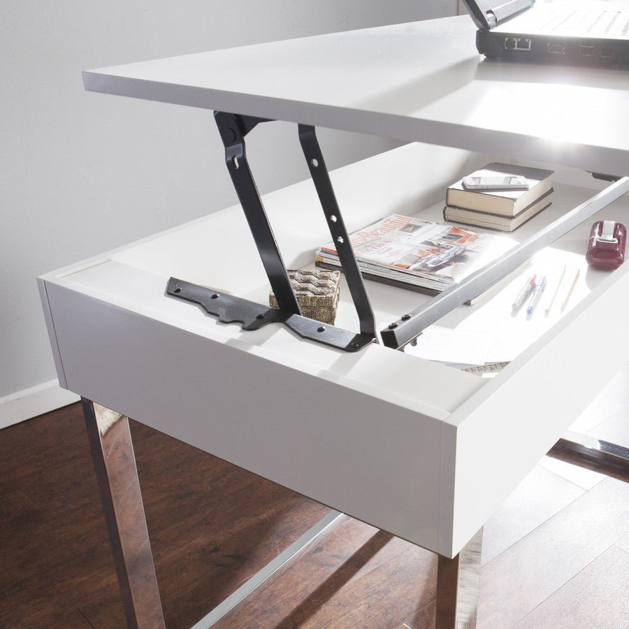 Classic White Adjustable Height Desk For Home Office Workspace