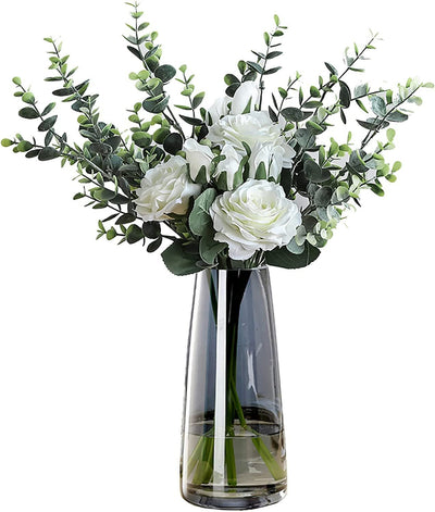 Contemporary Crystal Grey Clear Glass Vase - Privè Home Goods