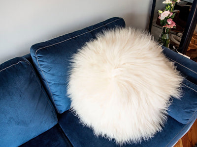 Decorative Round Furry Wool Pillow Cushion