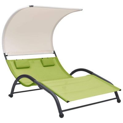 Double Sun Lounger With Canopy For Outdoor