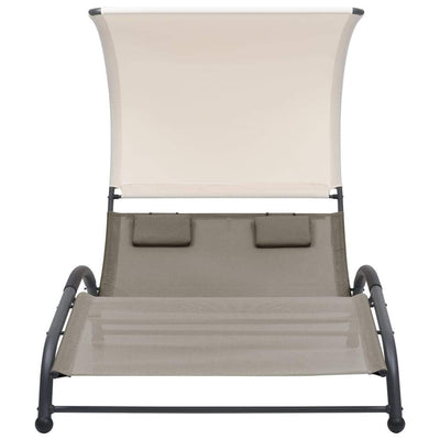 Double Sun Lounger With Canopy For Outdoor