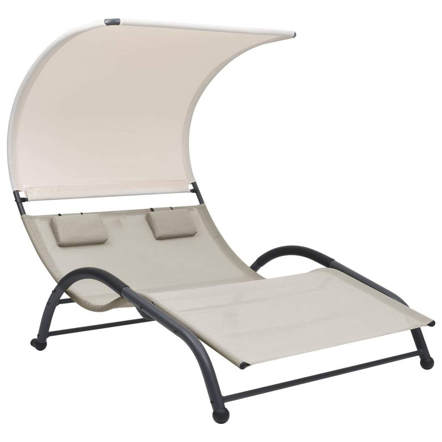 Double Sun Lounger With Canopy For Outdoor