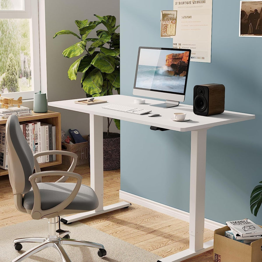 White Electric Standing Office Computer Workstation Desk