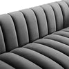 Grey Vertical Channel Tufted Performance Velvet Sofa Couch