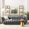 Grey Vertical Channel Tufted Performance Velvet Sofa Couch