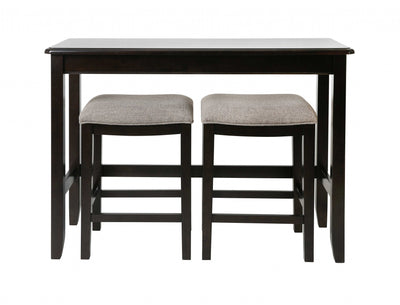 Espresso Finish Sofa Table with Two Bar Stools Home Decoration