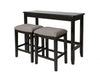 Espresso Finish Sofa Table with Two Bar Stools Home Decoration