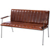 Brown Leather and Metal Bench For Home And Office