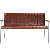 Brown Leather and Metal Bench For Home And Office