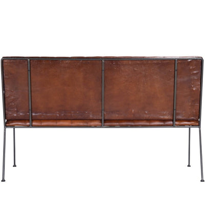 Brown Leather and Metal Bench For Home And Office