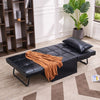 Black Faux Leather Convertible Ottoman Sofa Bed