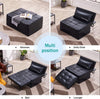 Black Faux Leather Convertible Ottoman Sofa Bed