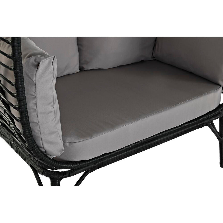 Black Synthetic Rattan Steel Sofa For Outdoor Garden Home Decor