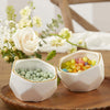 Geometric Ceramic Planters Decorative Bowls, Small & Medium (Set of 2) White - Privè Home Goods