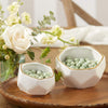 Geometric Ceramic Planters Decorative Bowls, Small & Medium (Set of 2) White - Privè Home Goods