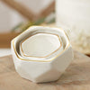 Geometric Ceramic Planters Decorative Bowls, Small & Medium (Set of 2) White - Privè Home Goods