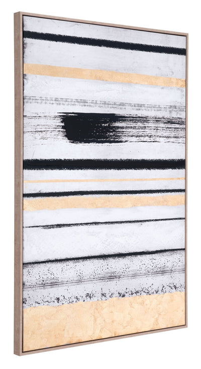 Gold & Black Brush Strokes Canvas Painting - Privè Home Goods