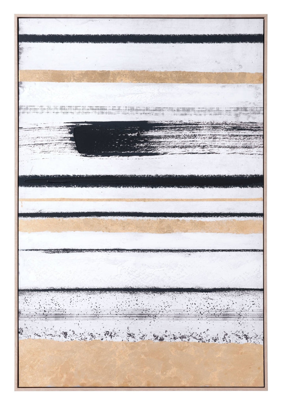 Gold & Black Brush Strokes Canvas Painting - Privè Home Goods