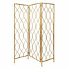 Golden Scroll Three Panel Room Divider Screen For Home Office