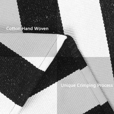 Handmade Black and White Striped Rug - Privè Home Goods