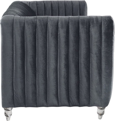 Grey  Velvet Modern Contemporary Plush Acrylic Feet Sofa