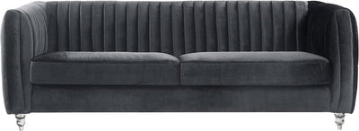 Grey  Velvet Modern Contemporary Plush Acrylic Feet Sofa