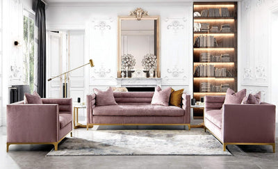 Pinkish Purple Tufted Velvet Down-Filled Living Room Sofa