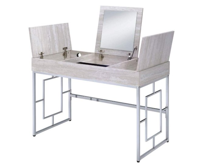 Modern Chic Whitewash Vanity Desk For Home