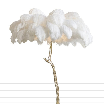 Luxury Ostrich Feather Standing Floor Lamp Decor Lighting