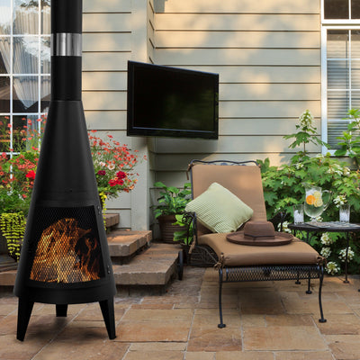 Modern Mesh Wood Chiminea Fireplace Outdoor Decor